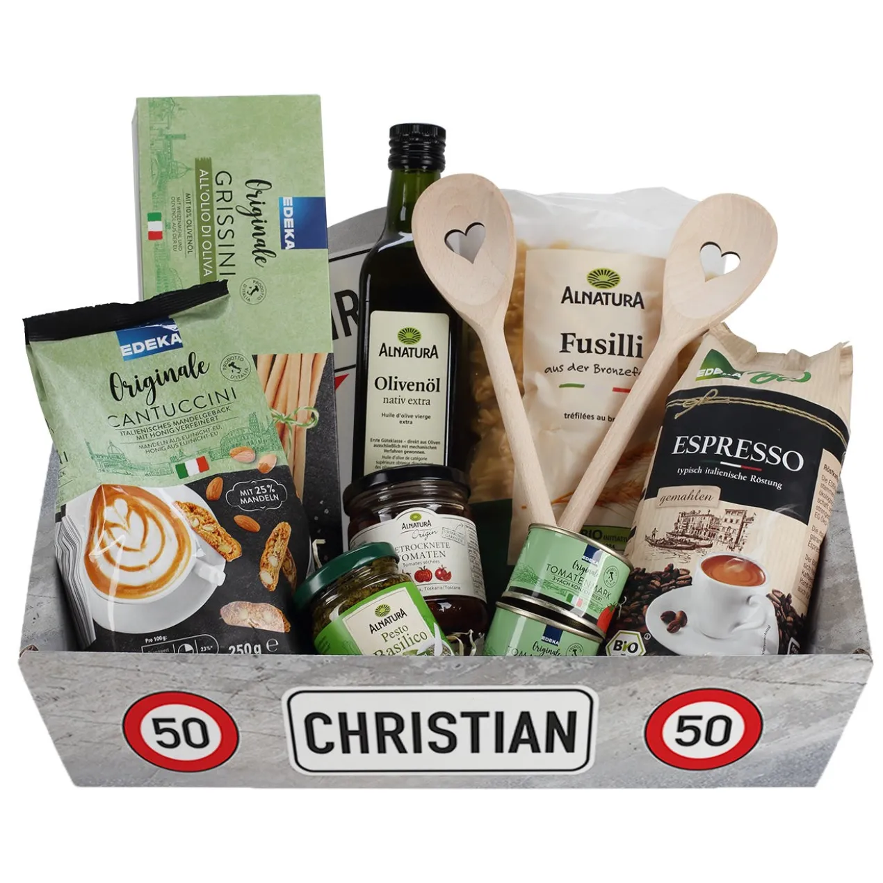 Geschenkkorb zum Geburtstag - Verkehrszeichen - mit verschiedenen Füllungen