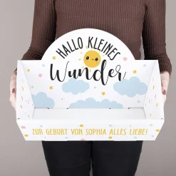 Geschenkkorb zur Geburt - Hallo kleines Wunder - zum befüllen