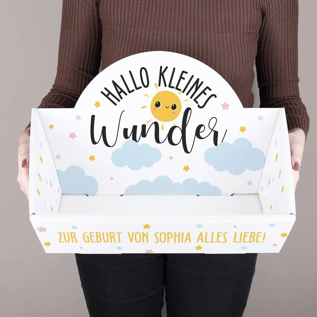 Geschenkkorb zur Geburt - Hallo kleines Wunder - zum befüllen
