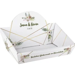 Geschenkkorb zur Hochzeit mit Blüten und Wunschtext, 2 Größen wählbar