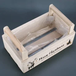 Geschenkkorb zu Weihnachten mit Hirschmotiv - personalisiert mit Wunschtext | Pflanzkiste aus Holz