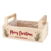 Geschenkkorb zu Weihnachten mit festlichem Motiv personalisiert mit Wunschtext | Pflanzkiste aus Holz
