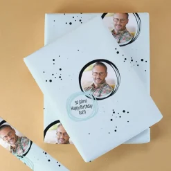 Geschenkpapier mit Foto und Wunschtext zu vielen Anlässen