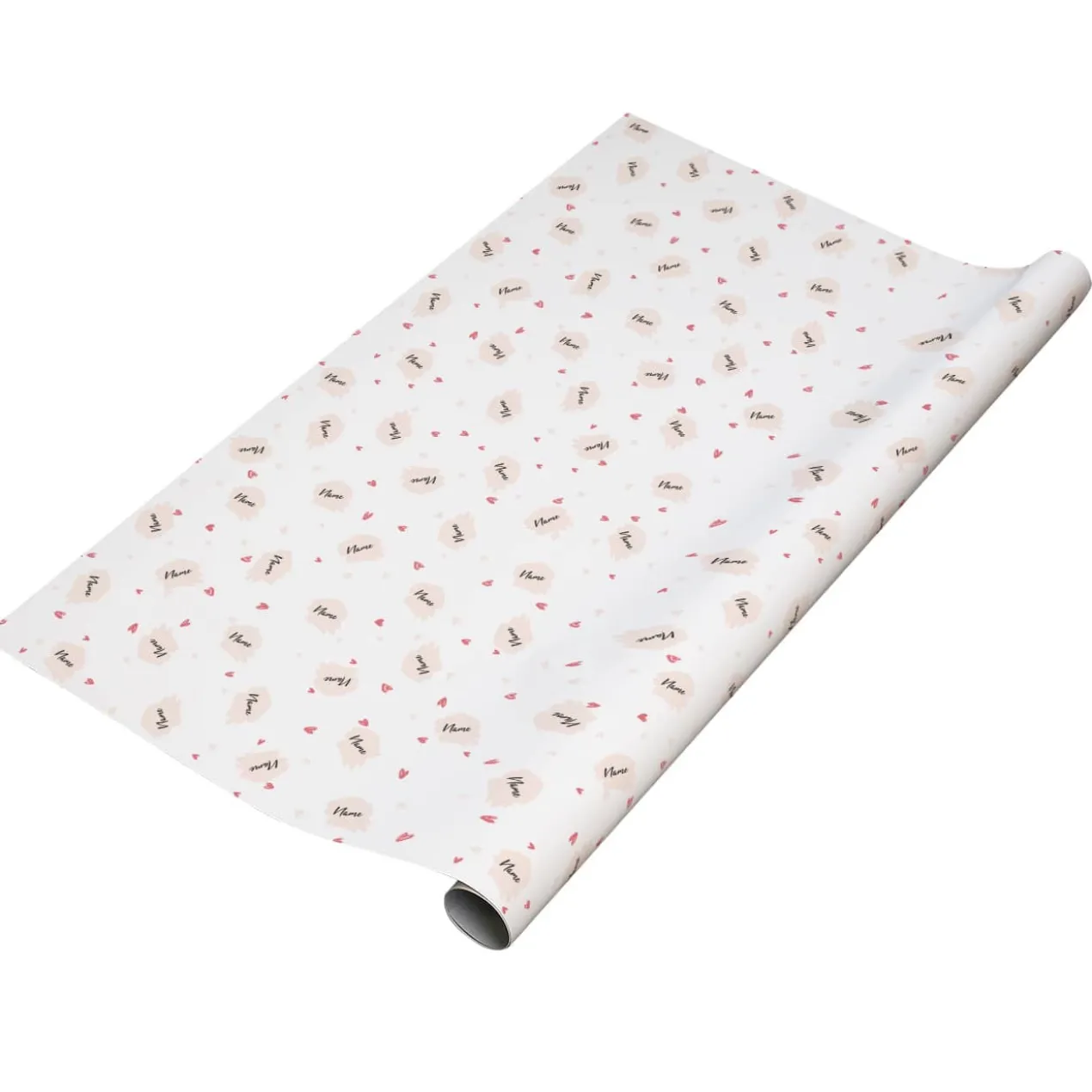 Geschenkpapier mit Herzchen und Wunschname