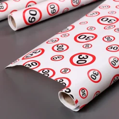 Geschenkpapier mit Verkehrszeichen-Motiv zum 30. Geburtstag