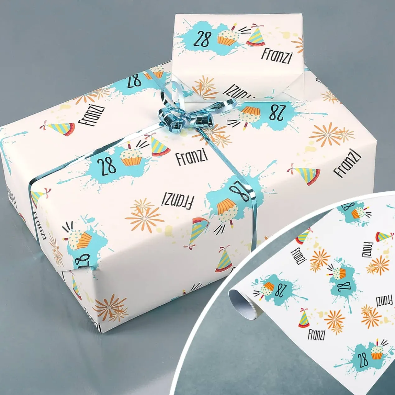 Geschenkpapier zum Geburtstag mit Name und Alter