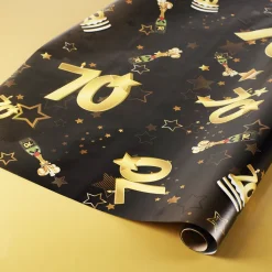 Geschenkpapier zum 70. Geburtstag schwarz/gold