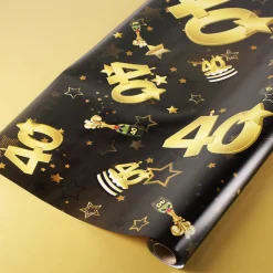 Geschenkpapier zum 40. Geburtstag schwarz/gold