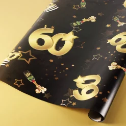 Geschenkpapier zum 60. Geburtstag schwarz/gold