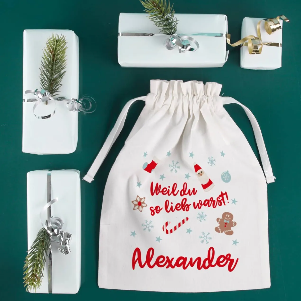 Geschenksack - Weil du so lieb warst! - zu Weihnachten mit Name