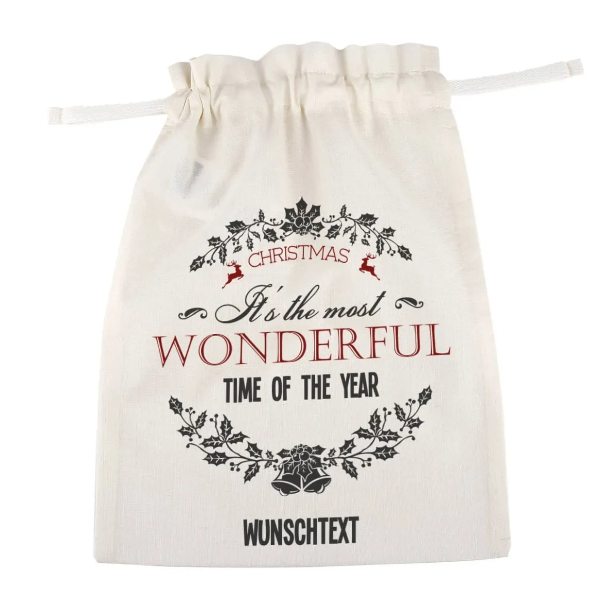 Geschenksack zu Weihnachten mit Wunschtext - most wonderful time of the year