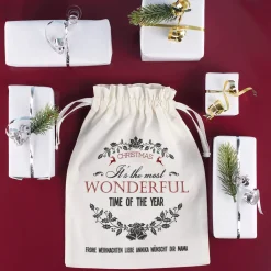 Geschenksack zu Weihnachten mit Wunschtext - most wonderful time of the year