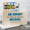 Geschenk-Set aus 5 Flaschen Vodka mit 2 gravierten Vodka-Gläsern in bedruckter Holzkiste