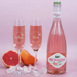 Geschenkset für die beste Freundin mit zwei Sektgläsern, einem Secco und bedruckter Pappbox