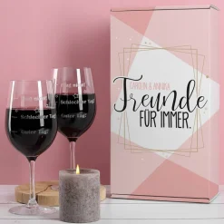 Geschenkset - Freunde für immer - mit zwei Gläsern in Verpackung