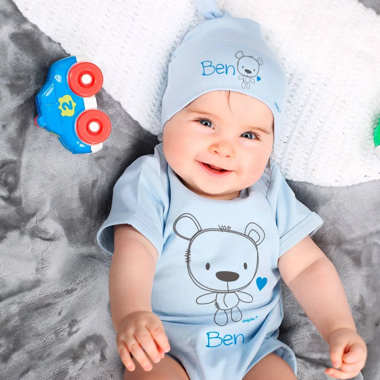 Geschenkset für Jungs zur Geburt mit Teddymotiv