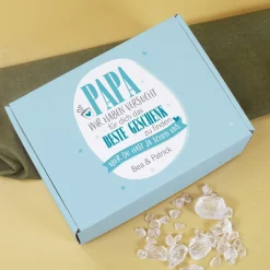 Geschenkset mit personalisierter Geschenkbox und Whiskyglas für Papa zum Vatertag