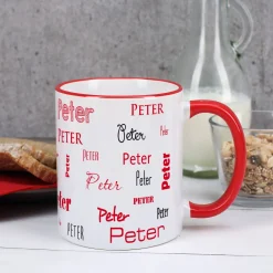 Geschenkset mit personalisierter Tasse und kleinen Christstollen mit weihnachtlichen Zuckerstangen-M