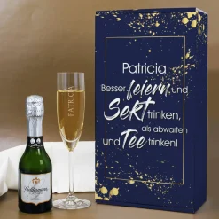Geschenkset mit Sekt und Sektglas in einer bedruckten Verpackung | Geldermann Flaschengärung