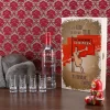 Geschenk-Set mit Smirnoff Vodka und 4 Vodkagläser in bedruckter Holzkiste
