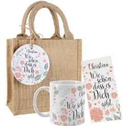 Geschenkset mit Tasse und Schokolade - Wie schön, dass es dich gibt
