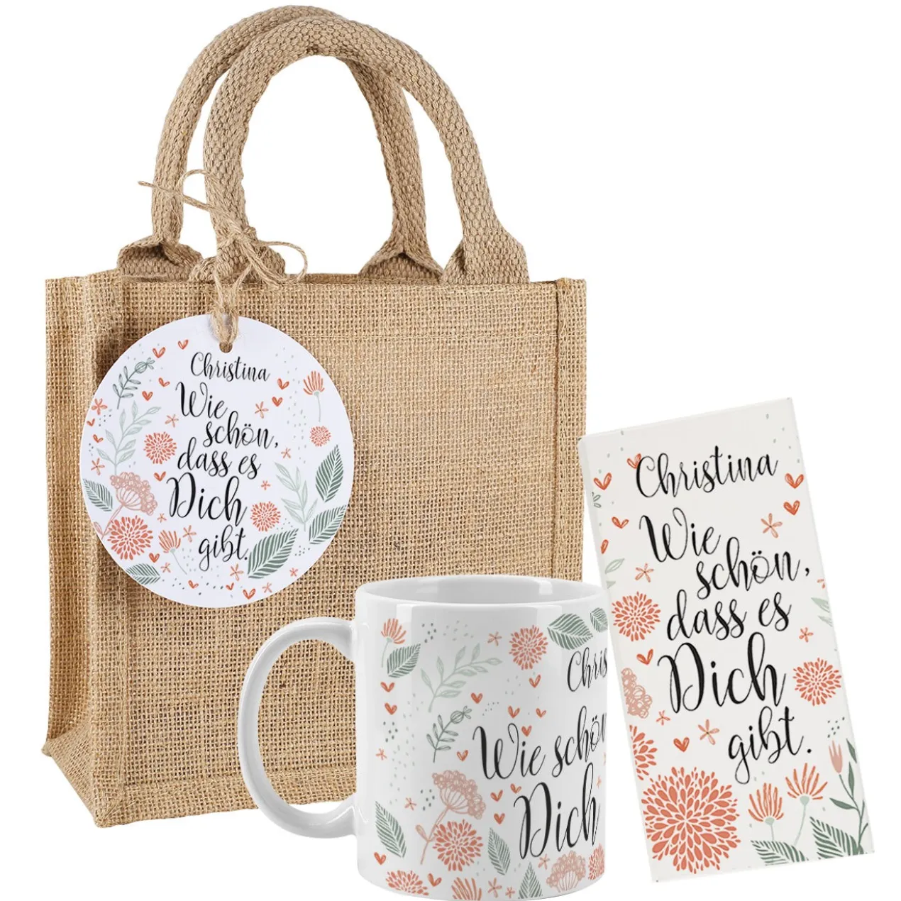 Geschenkset mit Tasse und Schokolade - Wie schön, dass es dich gibt