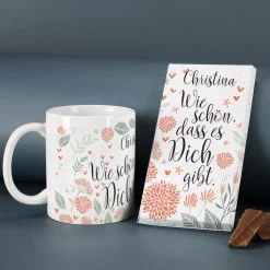 Geschenkset mit Tasse und Schokolade - Wie schön, dass es dich gibt