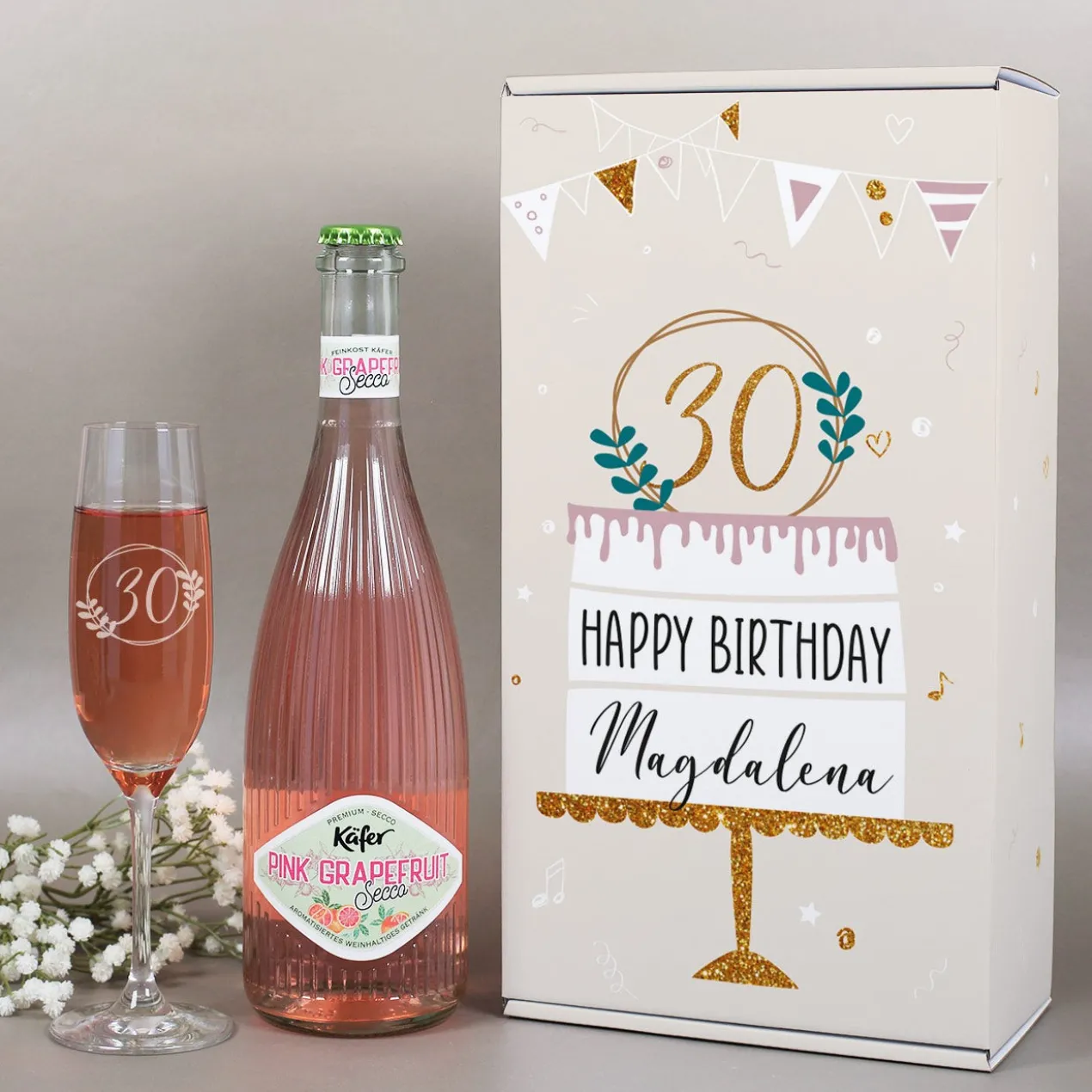 Geschenkset zum Geburtstag mit Tortenmotiv