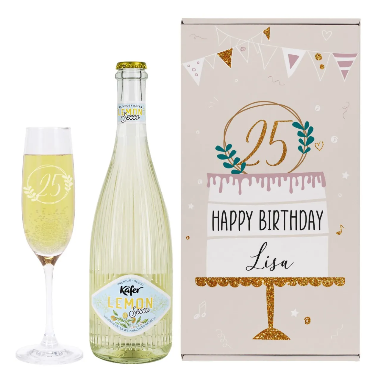Geschenkset zum Geburtstag mit Tortenmotiv