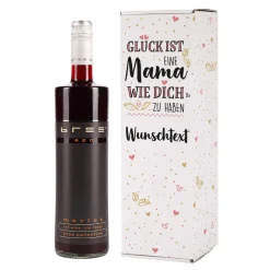 Geschenkset zum Muttertag mit BREE Weinflasche und Verpackung - mit Wunschtext