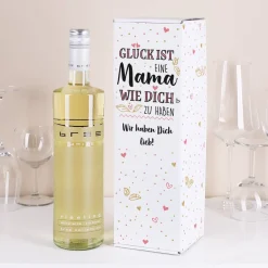 Geschenkset zum Muttertag mit BREE Weinflasche und Verpackung - mit Wunschtext