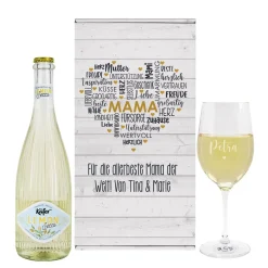 Geschenkset zum Muttertag mit Fruchtsecco, Glas und Geschenkverpackung