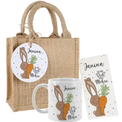 Geschenkset zu Ostern - Ich mag dich volle Möhre - mit Tasse und Schokolade