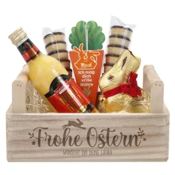 Geschenkset zu Ostern mit Eierlikör, Lindt Hase und Möhre