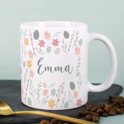 Geschenkset zu Ostern mit personalisierter Tasse, Schokolade & Jute-Geschenktüte im Oster-Design