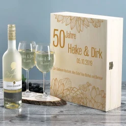 Geschenkset zur Goldenen Hochzeit mit Maybach Weißwein
