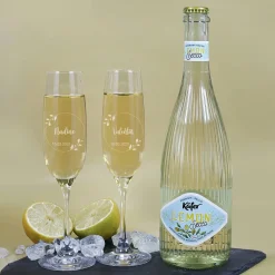 Geschenkset zur Hochzeit mit Blättern, Name und Datum