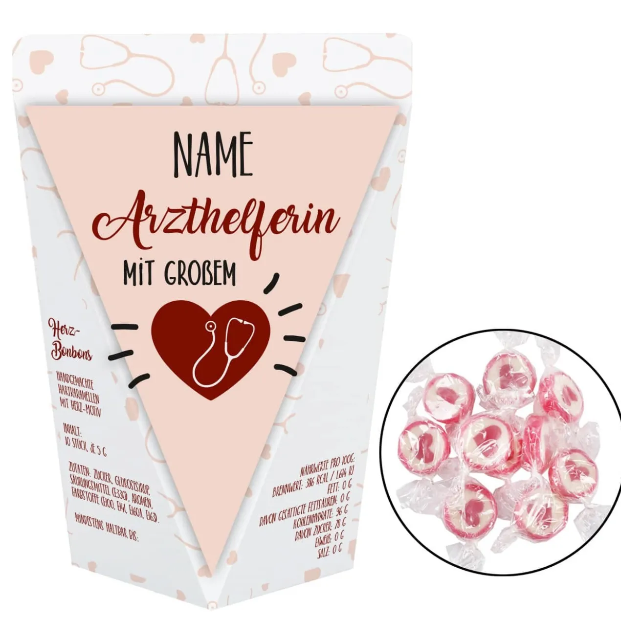 Geschenktüte für Arzthelferin - Dankeschön gefüllt mit Schokolade, Bonbons oder ohne Füllung