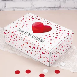 Geschenkverpackung in drei Größen mit Herzen und Wunschtext