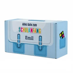 Geschenkverpackung zur Einschulung personalisiert mit Name | Schulranzen Design