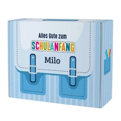 Geschenkverpackung zur Einschulung personalisiert mit Name | Schulranzen Design