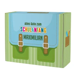 Geschenkverpackung zur Einschulung personalisiert mit Name | Schulranzen Design