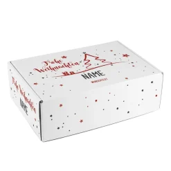 Geschenkverpackung zu Weihnachten - mit Name, Wunschtext und Sternen