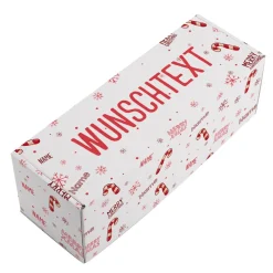Geschenkverpackung zu Weihnachten mit Zuckerstangen-Motiv