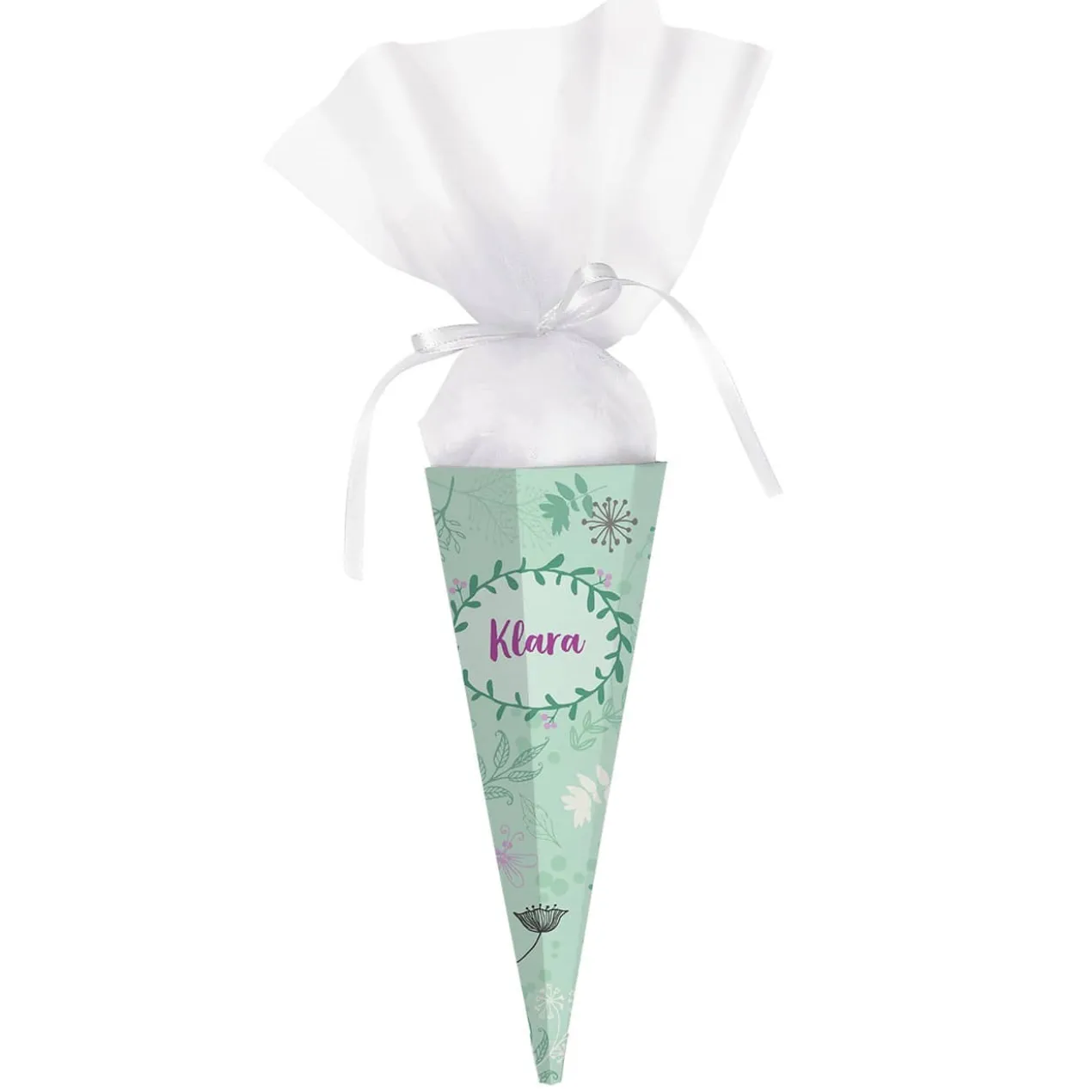 Geschwistertüte mit Ranken, Blumen und Name