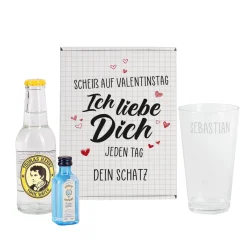 Gin Geschenkset zum Valentinstag - Scheiß auf Valentinstag Ich liebe Dich jeden Tag