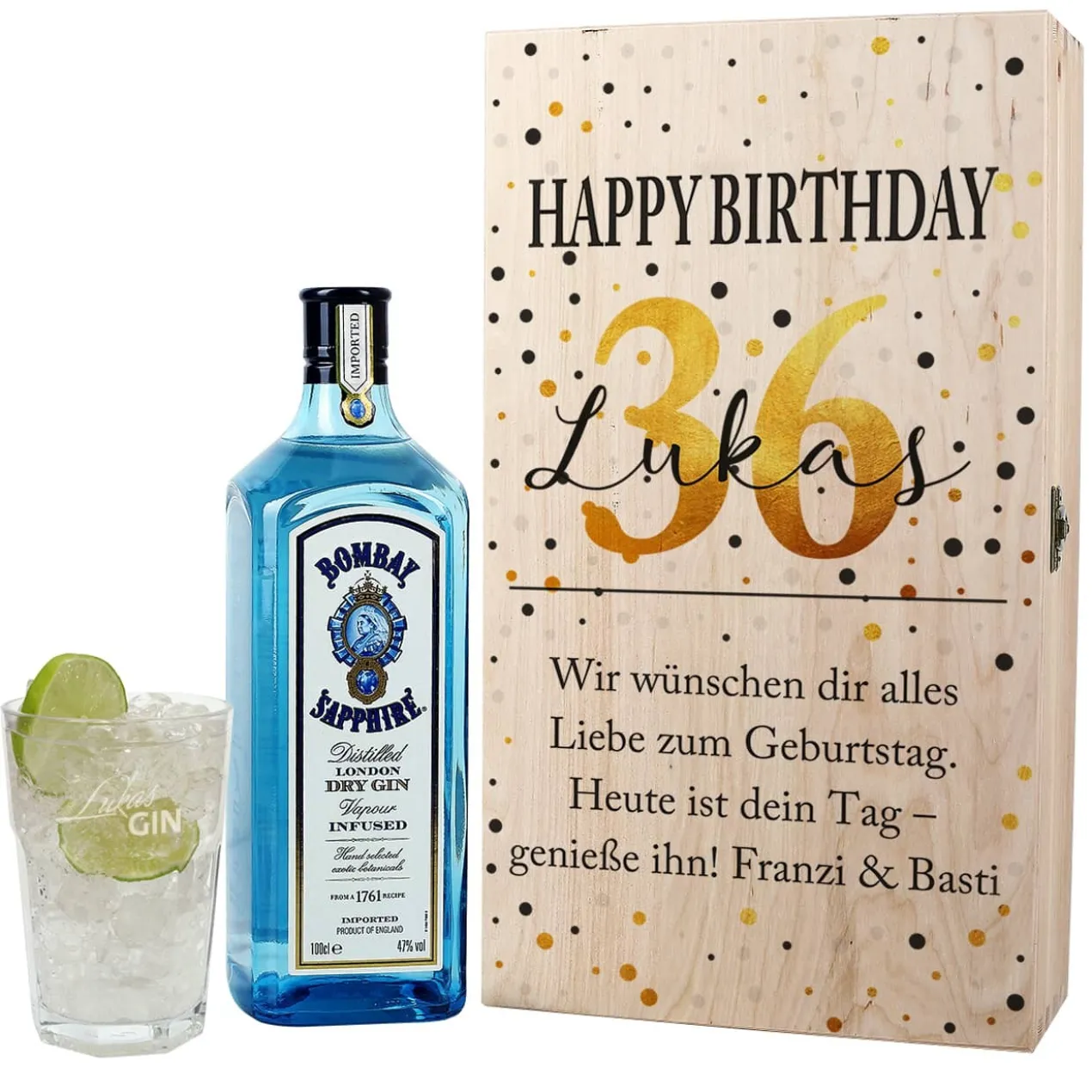 Gin-Set zum Geburtstag mit Bombay Ginflasche