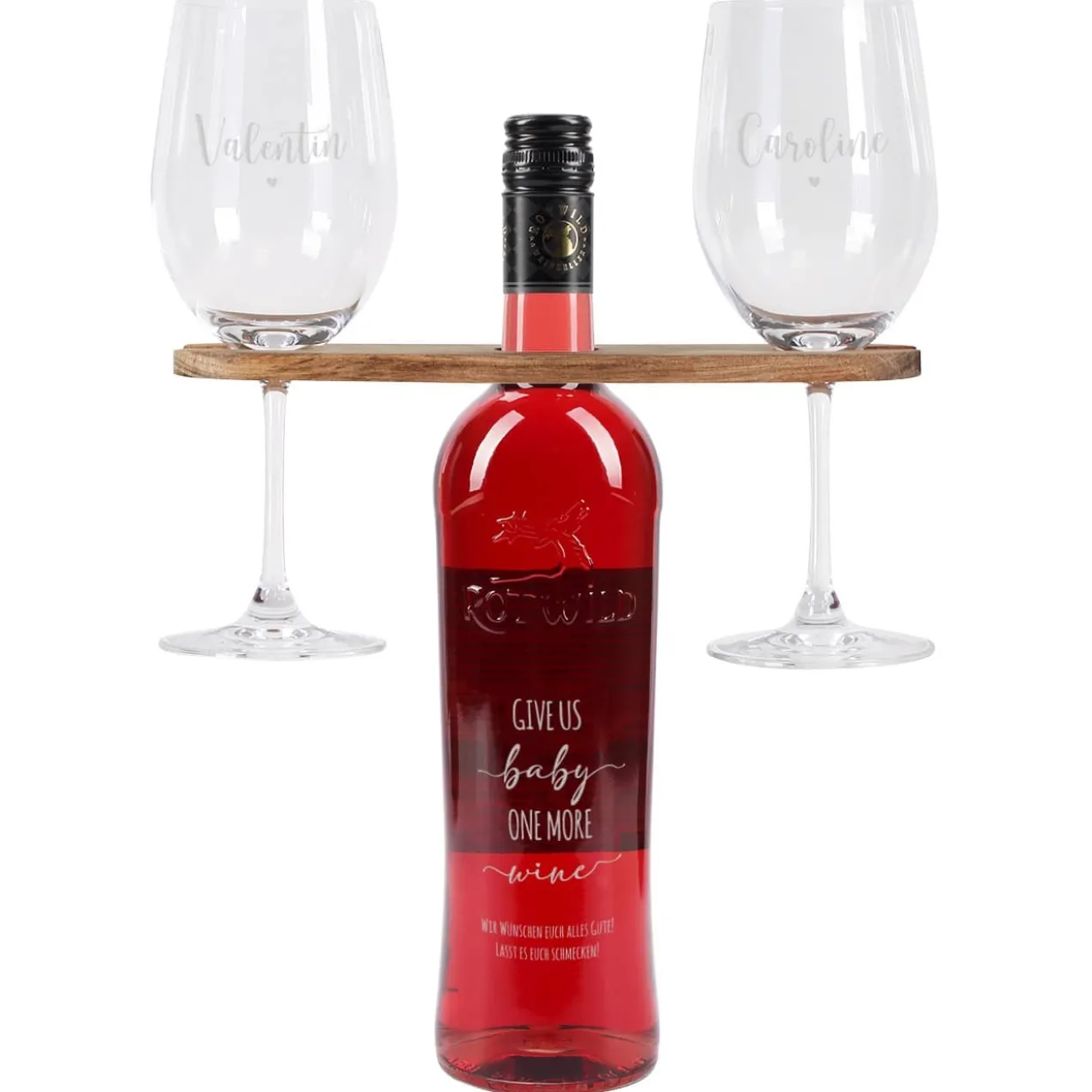 Give us Baby one more wine - personalisiertes Weinset mit Gravur