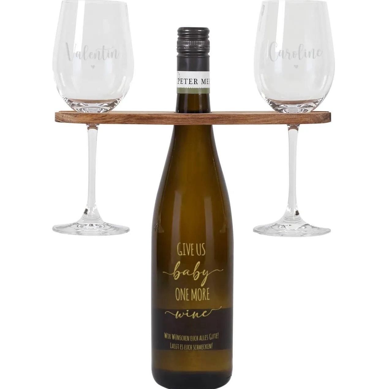 Give us Baby one more wine - personalisiertes Weinset mit Gravur