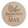 Glasabdeckung aus Holz - Bierchen für - mit Namensgravur